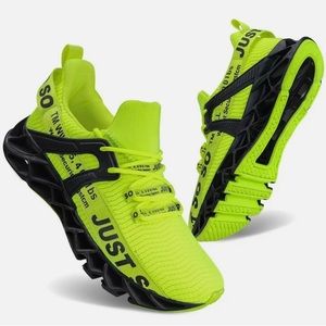 Wonesion Just So So running shoes fluorescent green size 8.5 or euro 39